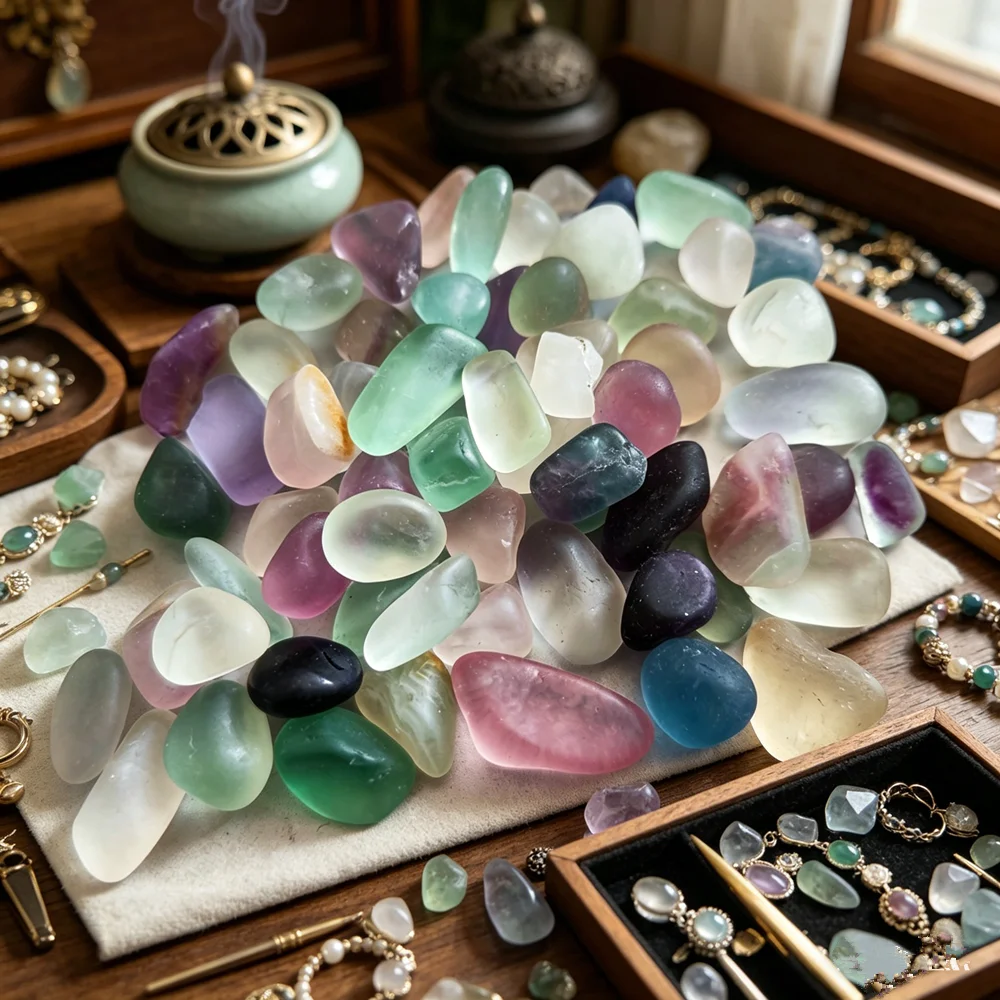 Natural Fluorite Stone Healing Crystal Reiki Quartz Energy Mineral Specimen Aquarium Home Decoration Diffuser Stone Gift Crystal view 6
