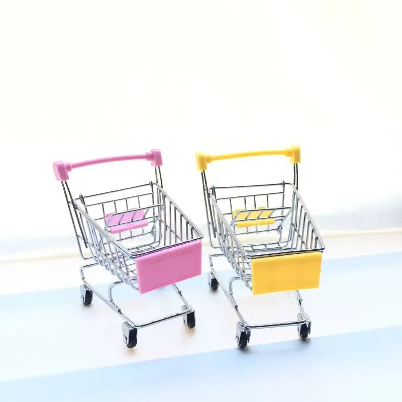 1:48 Mini Supermarket Shopping Trolley Cart Desktop Model Children's Toys Home Decoration Miniature