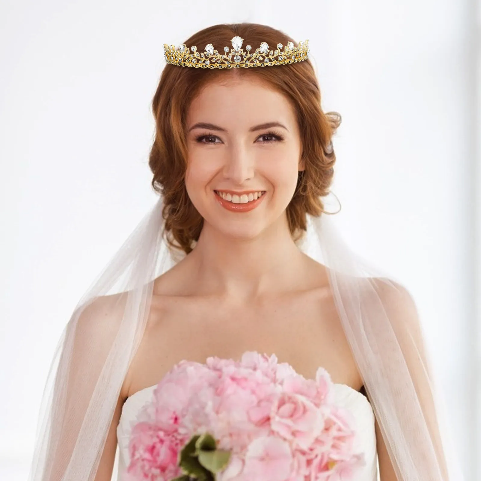 

Элегантная блестящая свадебная тиара-корона со стразами для женщин, невест, для фотосессий и вечеринок