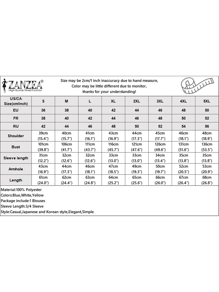 ZANZEA Women Pleated Blusas Elegant Work OL Blouse Casual Loose 3/4 Lantern Sleeve Tops O-Neck 2025 Autumn Pullovers