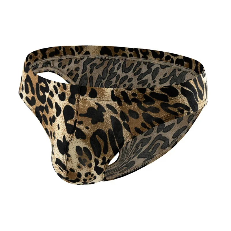 Sexy Men's Briefs Underwear Leopard Pattern Low Waist Soft Slip Briefs Lingerie Underpants Pouch Tangas Sexis De Hombre