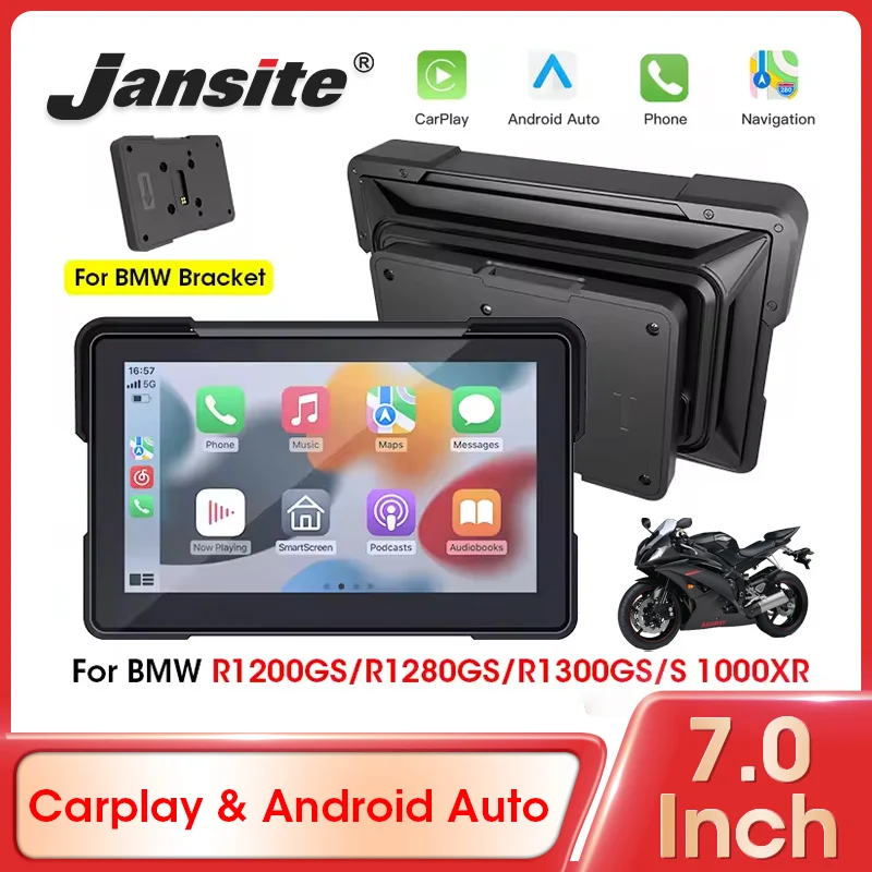 

7-дюймовый экран для BMW, GPS-навигатор, портативный мотоциклетный навигатор, беспроводной CarPlay, Android Auto, двойной Bluetooth, водонепроницаемый, IPX7, HD IPS
