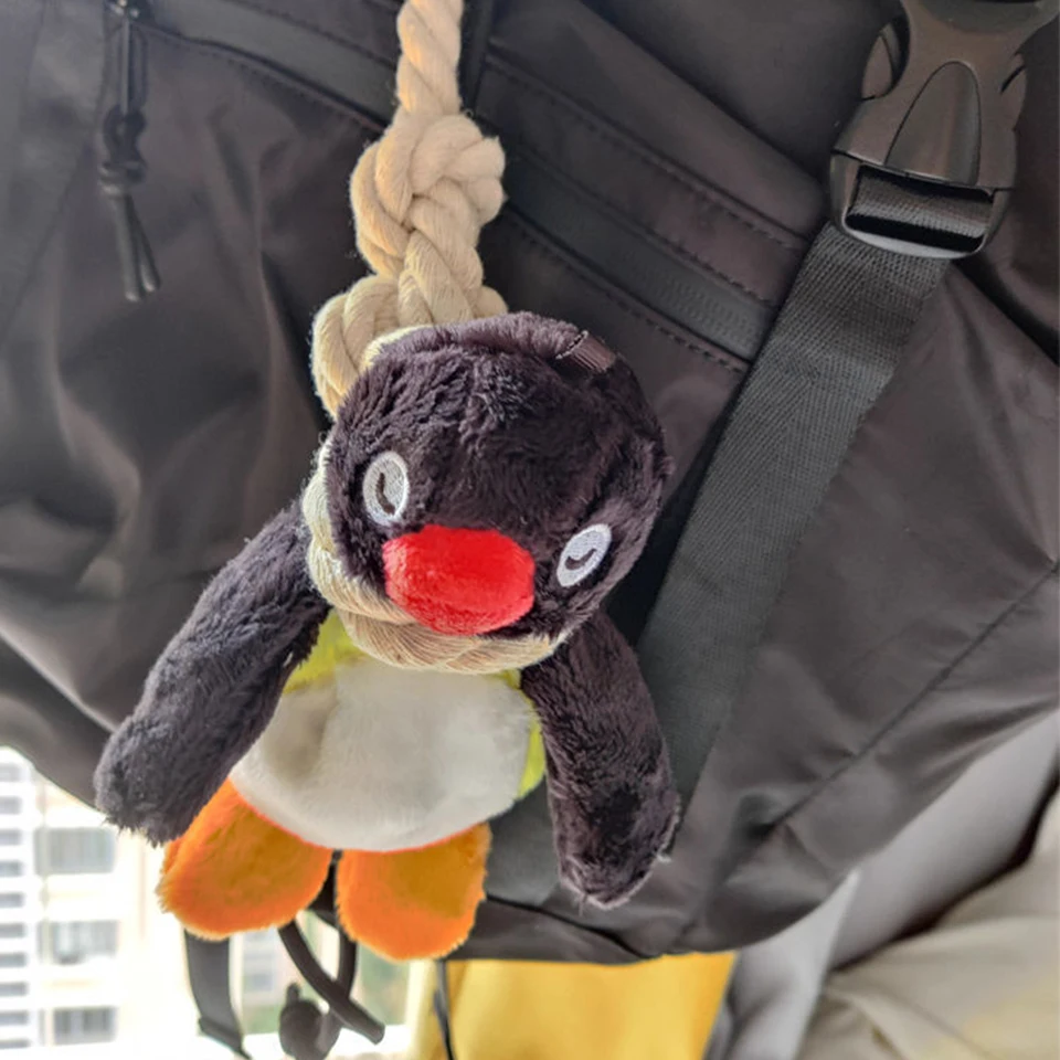 Yupsk Funny Sling Rope Penguin Pendant Keychain Plush Doll Creative Cute Backpack Charms Interior Decoration Festival Gift image 5