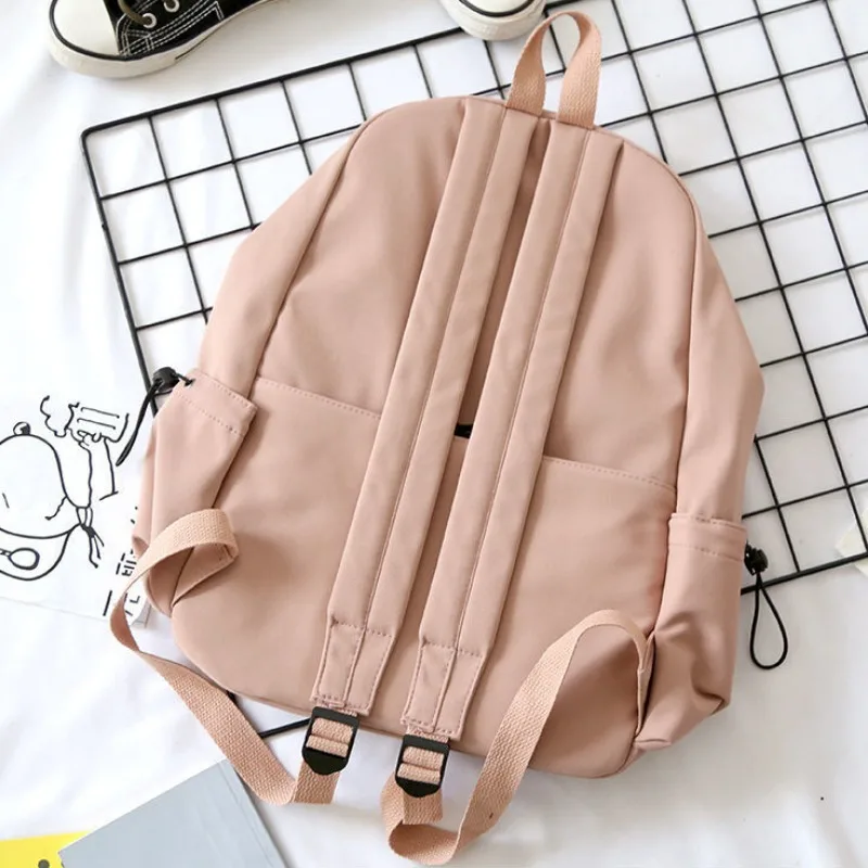 All-Match Solid Color Large Capacity Backpack Female 2023 New Schoolbag