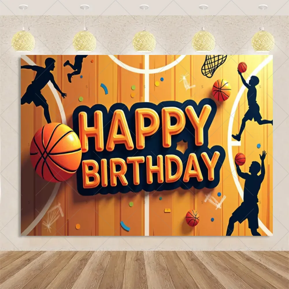لعبة كرة السلة خلفية لوازم الصبي حفلة عيد ميلاد زينة كرة السلة المحكمة التصوير خلفية راية صورة تبادل لاطلاق النار الدعامة #6