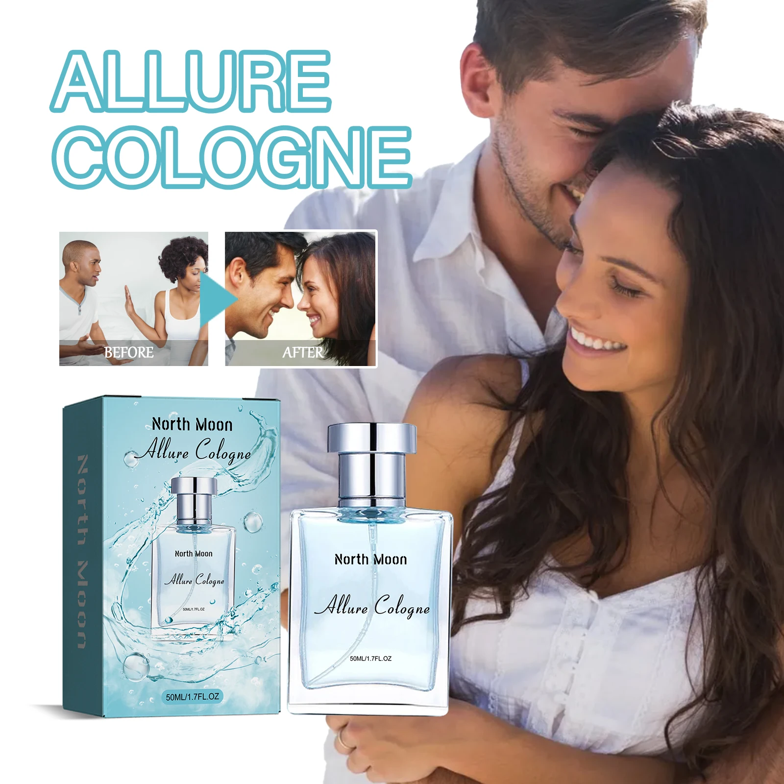 NORTH MOON Allure Colonia 50ML 1,7 oz Perfume Charm Libera fragancias suaves, refrescantes y ligeras, naturales y portátiles con