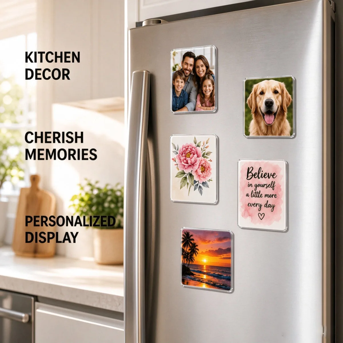 10/20 Pack DIY Acrylic Fridge Magnet Kit, Blank Photo Fridge Magnets, Clear Acrylic Soft Back for Custom Photos & DIY Gifts