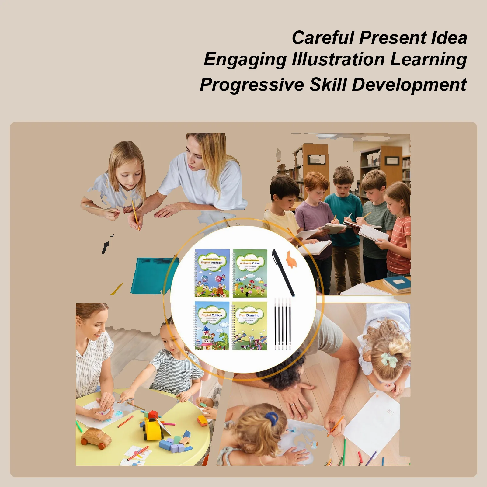 Grooved Handwriting Books Reusable Educational Toys Grooved Letter Tracing Copy Books for Kids School Preschool Kindergarten