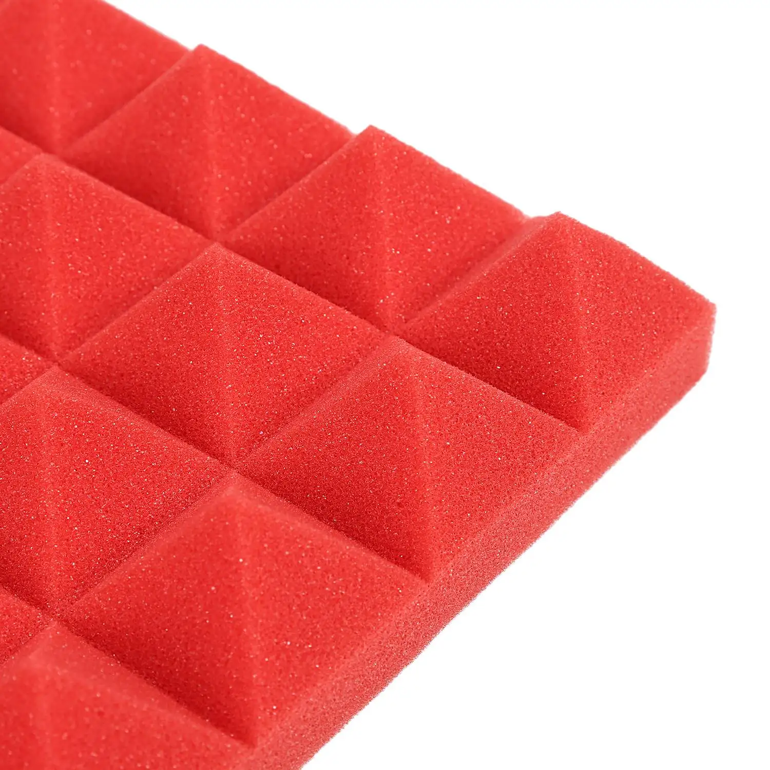 Azulejos de espuma acústica de carbón, paneles de espuma insonorizados, acolchado de sonido de estudio, 2 x 10 x 10 pulgadas (negro + rojo)