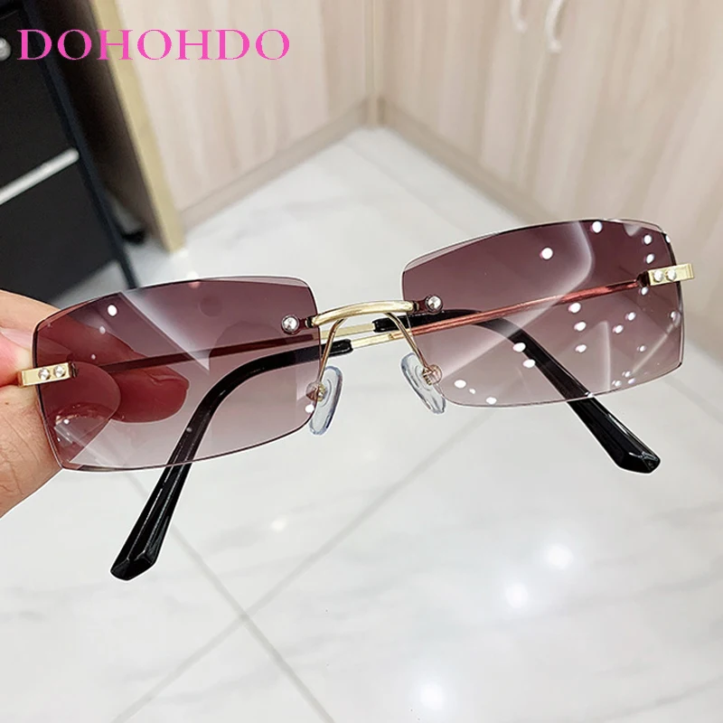 

Trendy Punk Rimless Square Metal Women Sunglasses Brand Luxury Design Men Sunglass Outdoor Driving Travel Eyewear UV400 Lentes