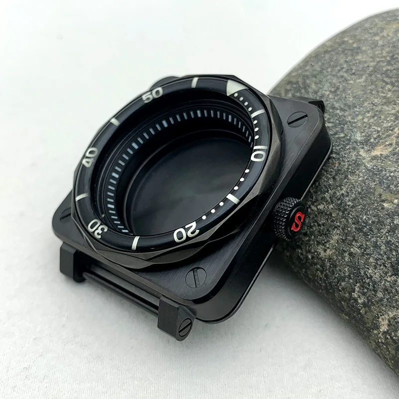 SKX007 Square NH35 Watch Cases Matte Black Fits NH35 NH36 7S26 4R Movement for SKX007 Style Pilots Cockpit Diving Watch Case