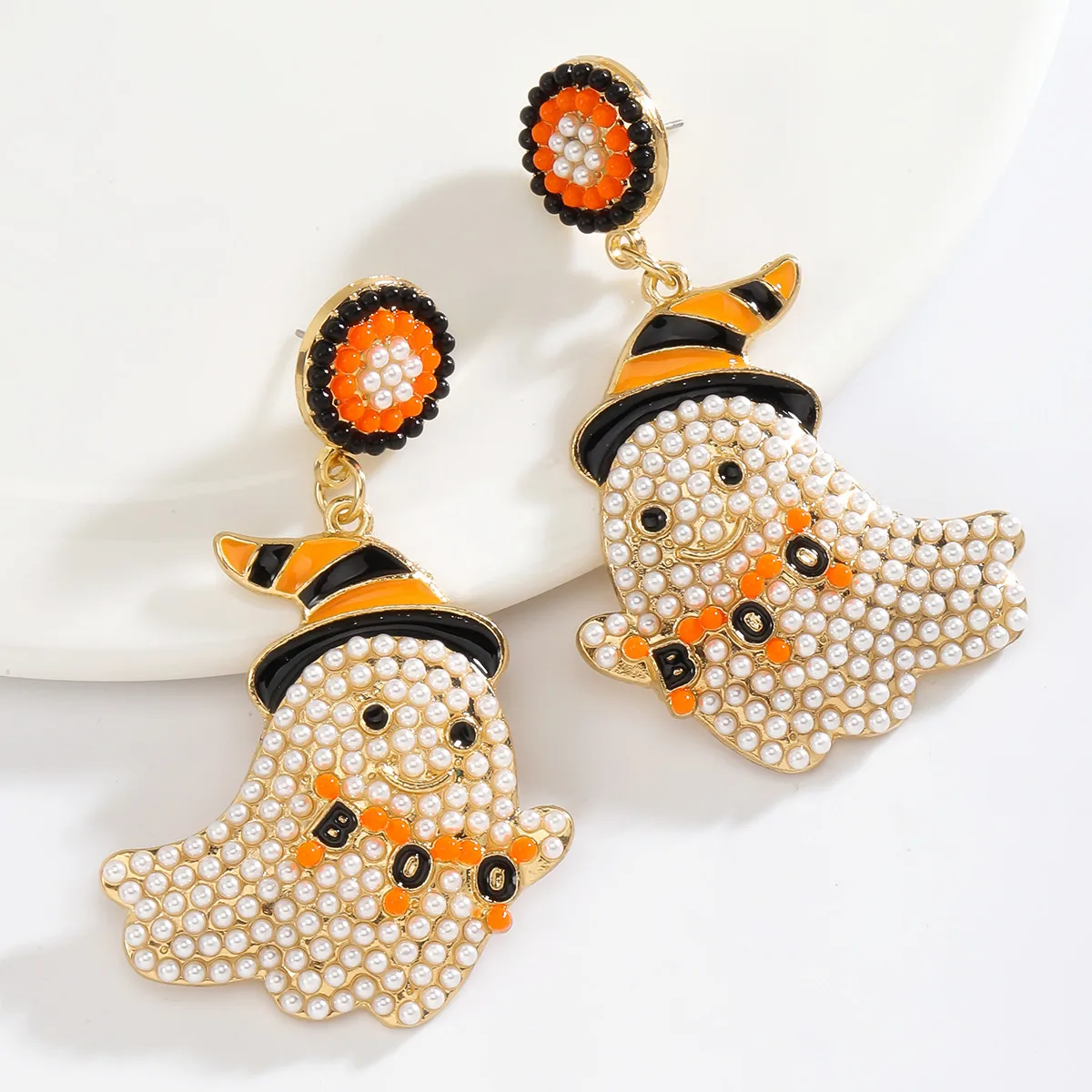 Vedawas 보헤미안 구슬 유령 마녀 모자, 트릭 트리트 문자 귀걸이, 할로윈 축하 축제 합금 여성 액세서리