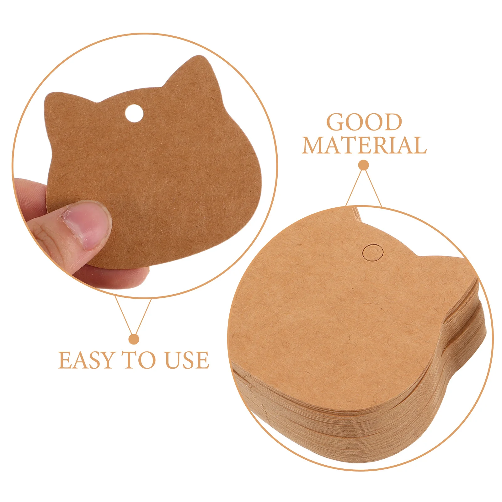 200 個猫の形のクラフト紙タグブラウンミニハングラベル Diy 工芸品結婚式パーティーホリデープレゼント包装装飾