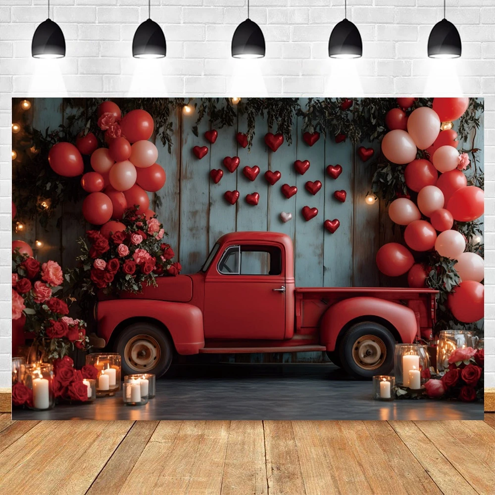 Valentines Day Flowers Love Heart Car Backdrop February 14th Party Couple Propose Wedding Anniversary Photography Background