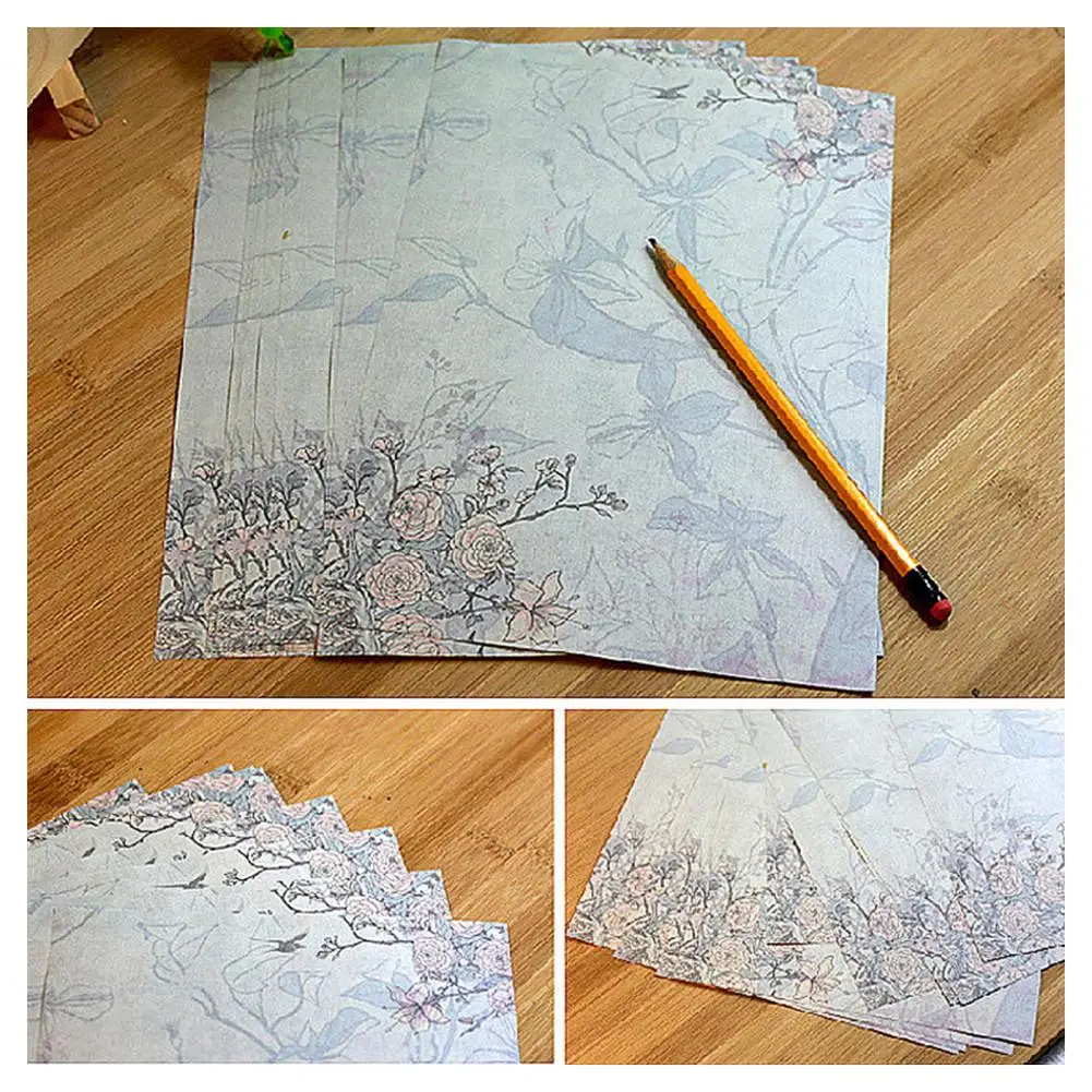 Beautiful  Letter Pad Plant Pattern Jasmine Envelope Letter Paper Pastoral Style Retro Writing Paper for Student