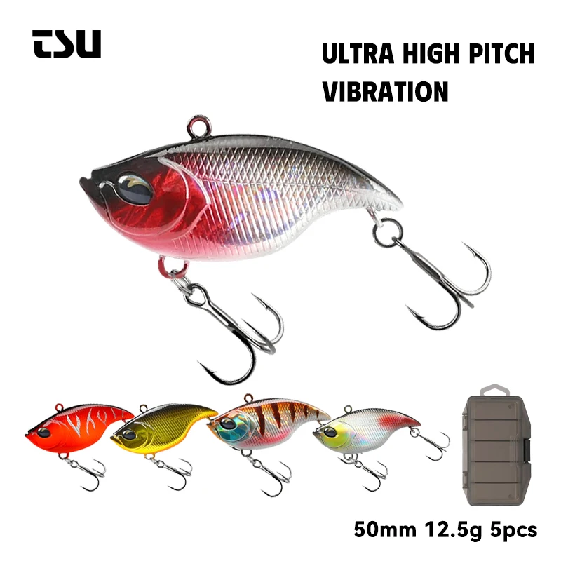 

Набор рыболовных приманок TSURINOYA Vibration TEMPTER 50S, 5 шт., 50 мм, 12,5 г, жесткие приманки для весенней рыбалки с коробкой для приманок, набор безлопастных приманок