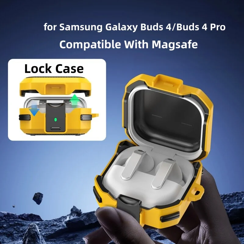 2026 Buds 4 Pro Compatible With Magsafe Case With Safety Lock Carbon fiber Headphone Case for Samsung Galaxy Buds 4 Buzz4 Capa