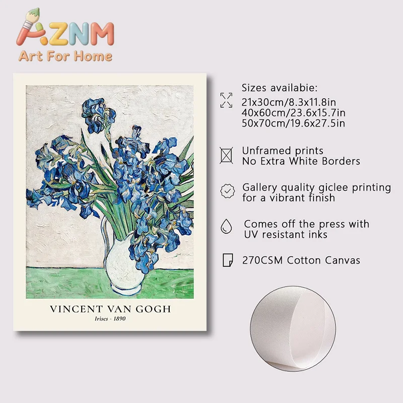 Van Gogh Star Vase Series Poster Wall Art Matisse Vintage Flower Canvas Painting Flower Market Art Living Room Home Decorative