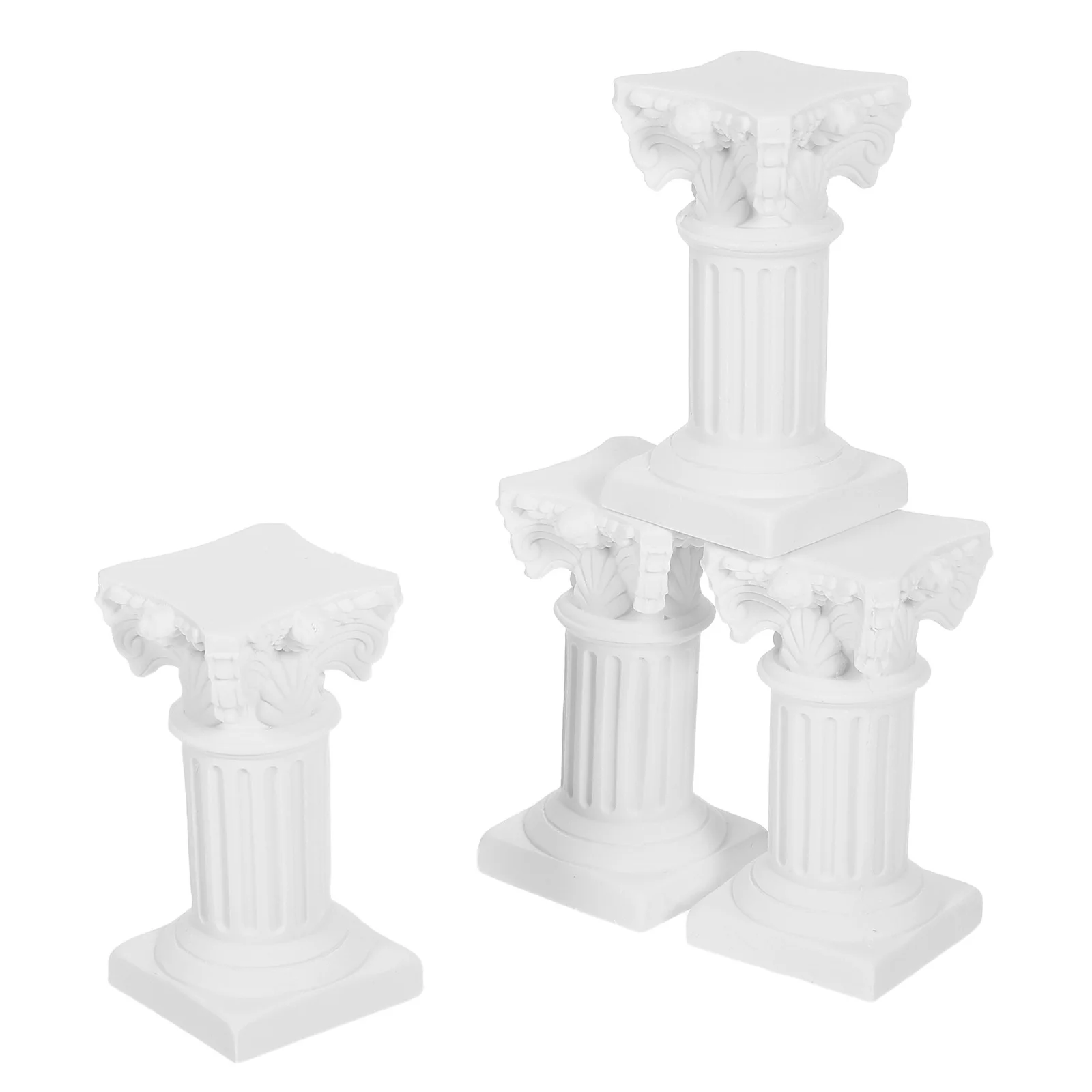 

4Pcs Roman Column Resin Holder Mini Pillars Wedding Table Decor Christmas Ornament Classical Style Pedestals