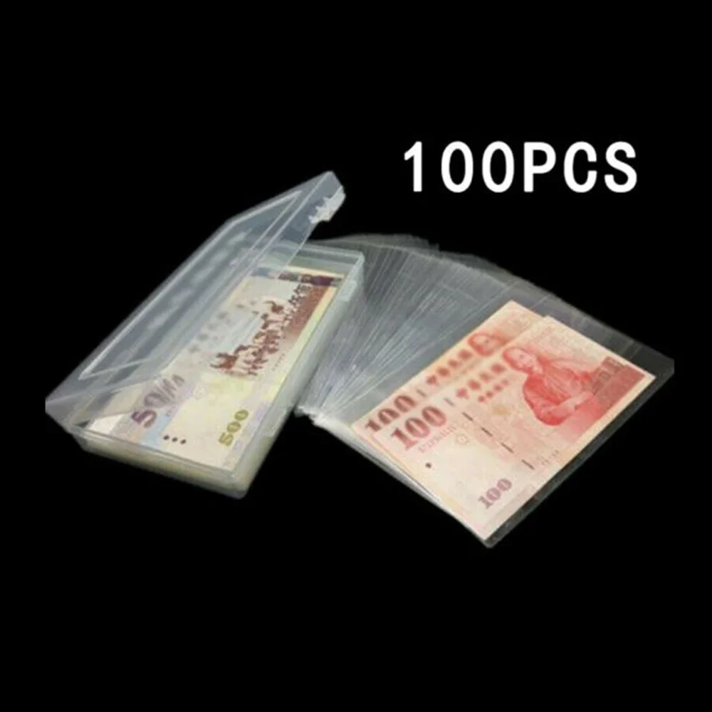 Show Off Your Banknote Collection with Style 100 Pieces of High Quality Polypropylene Transparent Coin Holders and Box