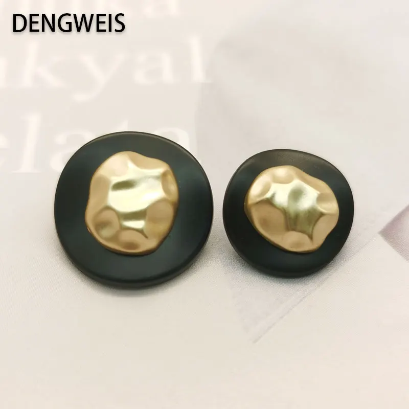 6 stücke schwarz unregelmäßige metall knöpfe für kleidung designer handgemachte luxus nähen knopf zubehör dekorative mantel schnalle diy – Detail 6
