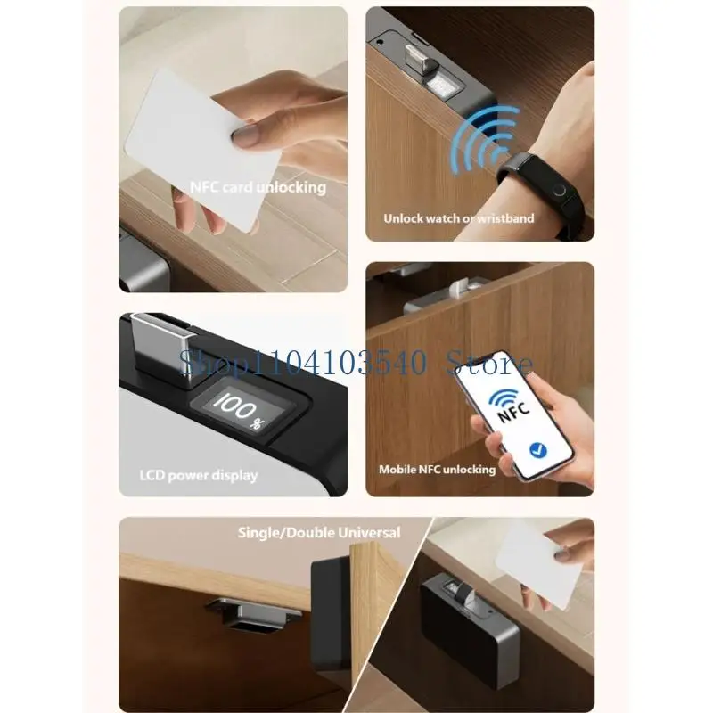 02DC Electronic Cabinet Lock with Contactless Access, Cabinet Mounting Design for Wardrobe File Cabinet Storage and Drawer
