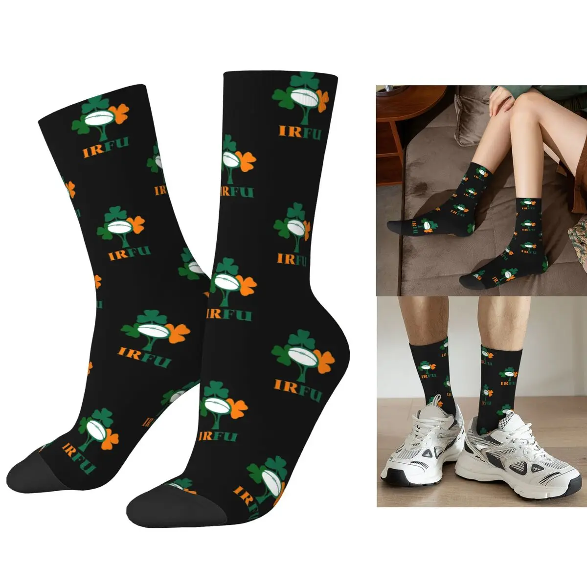 アイルランドラグビーチームソックス原宿高品質ストッキングオールシーズンロングソックスアクセサリー男性用女性用誕生日プレゼント