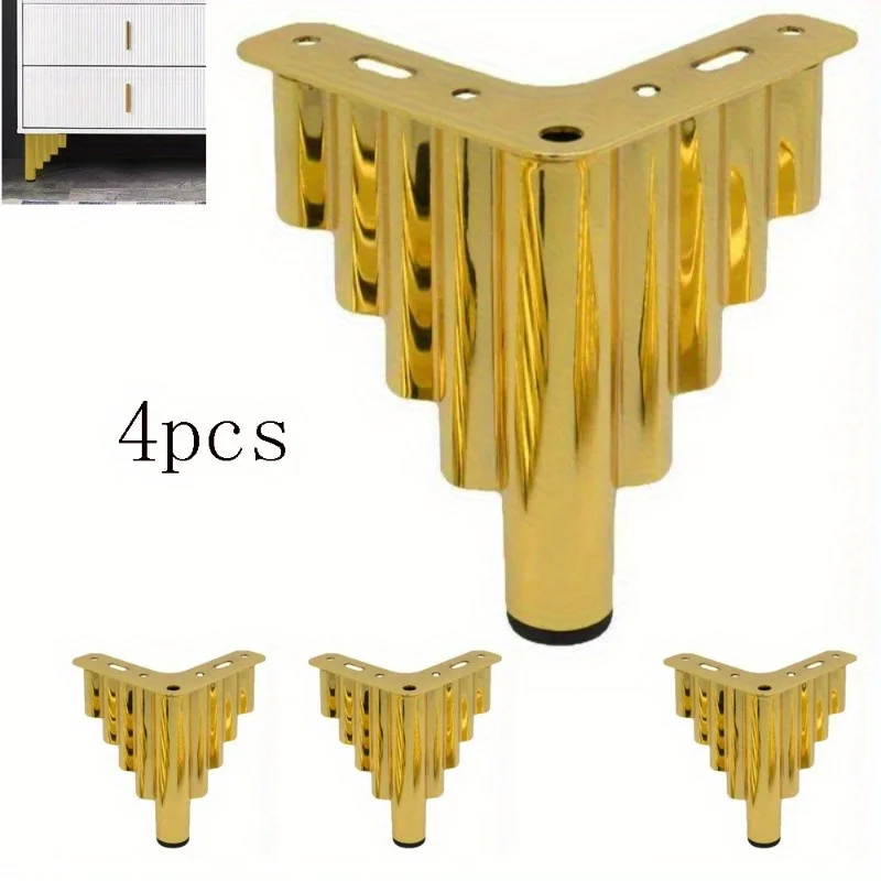 4pcs Furniture Legs Basic Heavy Duty Triangle top Plate feet for Sofa Bed couches Dresser Cabinet with Rubber Floor Protectors