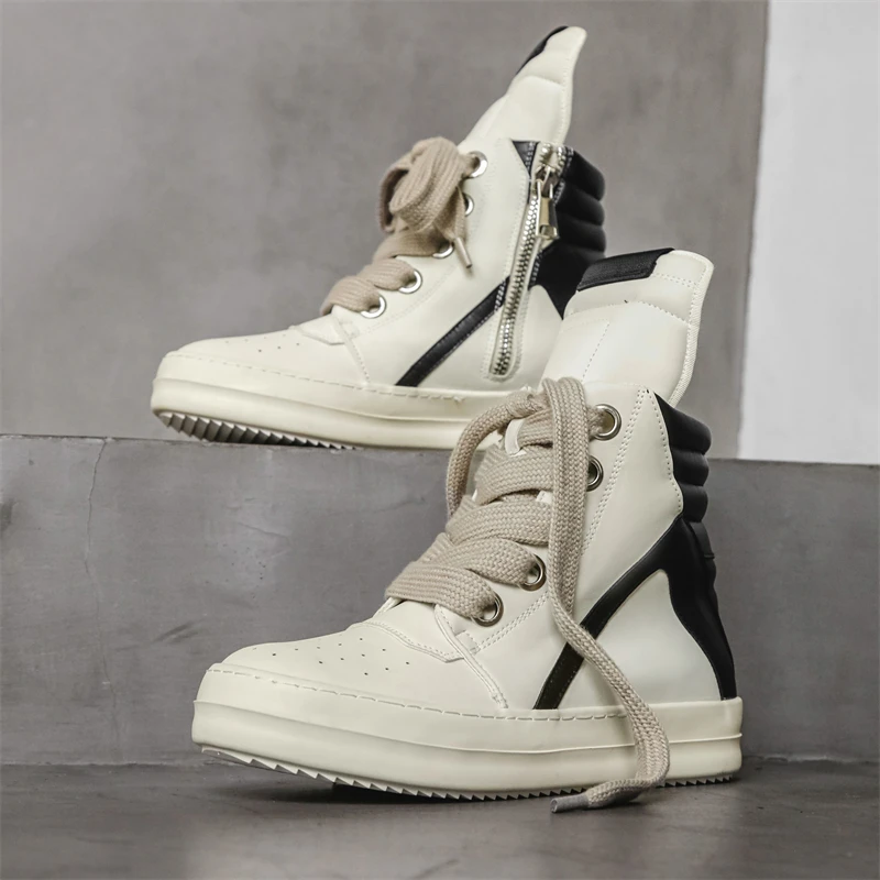 Men Casual Luxury Sneakers High-top Basketball Sneakers Sports Shoes Lace-up Leather Ankle Boots Male Skateboard Shoes 39-44