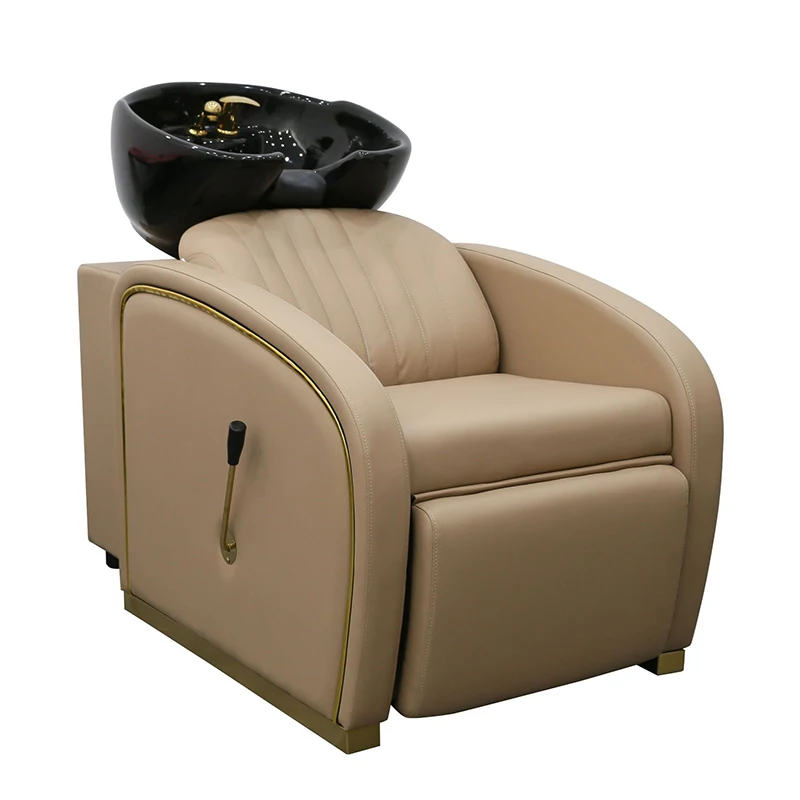 

Современная мебель для парикмахерской, черное золото, мытье головы, спа-стул, роскошное кресло с откидной ручной шампунем, кресло-кровать