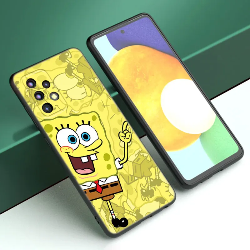 Cute S-SpongeBob Phone Case For Samsung A13 A22 A24 A32 A23 A25 A34 A35 A52S A53 A54 A55 A73 5G A12 A14 A15 A31 A33 A50 A51 A72