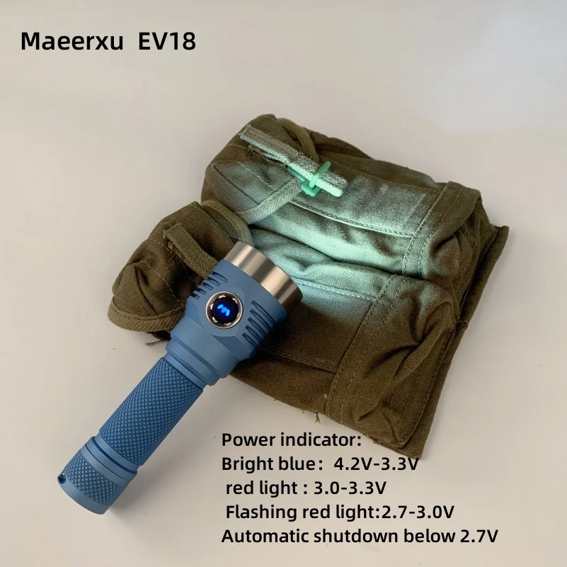 Maeerxu EV18 Type-c Rechargeable aluminum ultra bright hand blue flashlight with screw-in full color filte