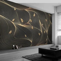 Custom Foto Tapete Moderne Abstrakte Linie Geometrische Golden Leaf Wandmalereien Wohnzimmer TV Sofa Schlafzimmer Luxus Wohnkultur Tapete