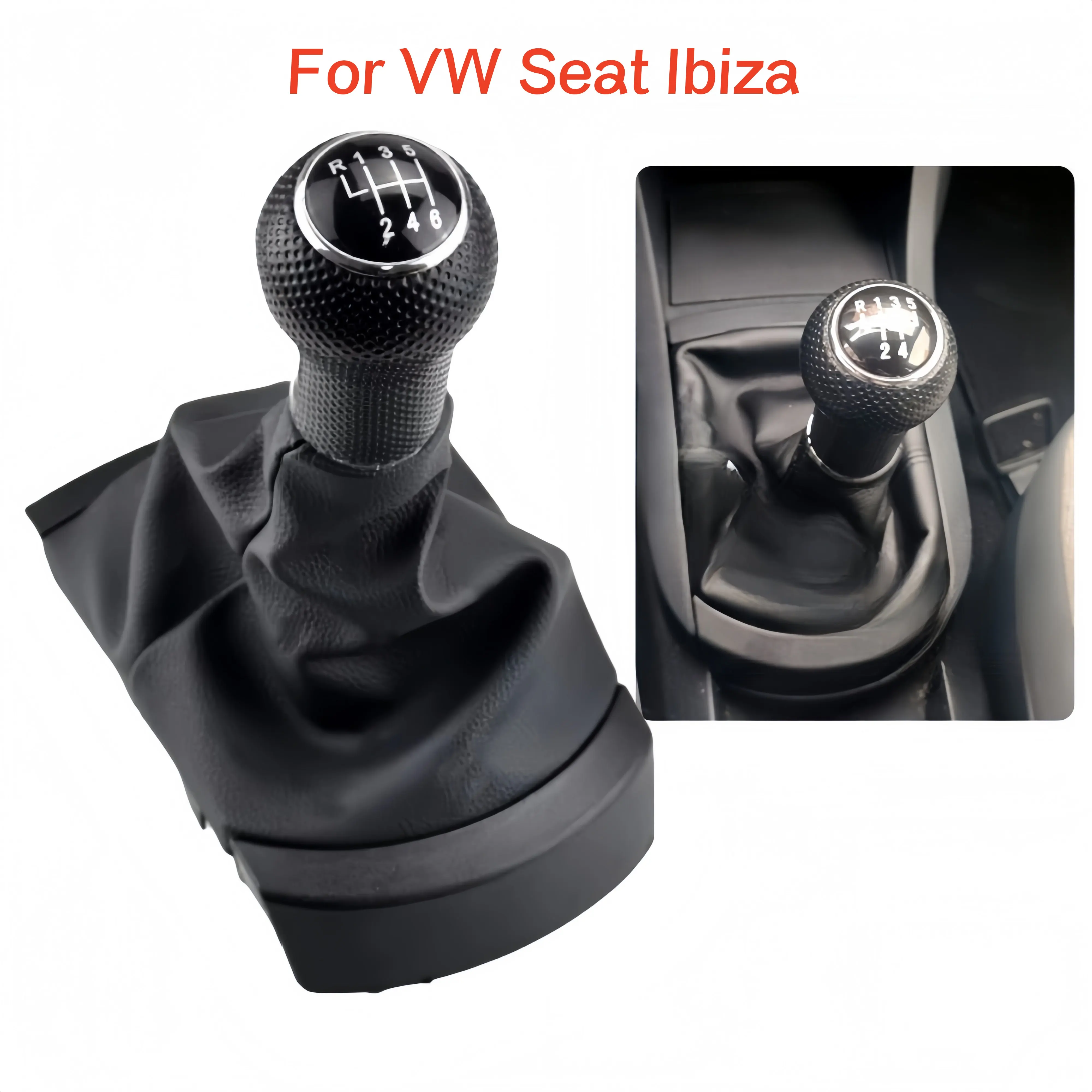 

High-quality 5 6 Speed Car Gear Shift Knob for VW Seat Ibiza 2002 2003 2004 2005 2006 2007 2008 with Boot Cover Gaitor