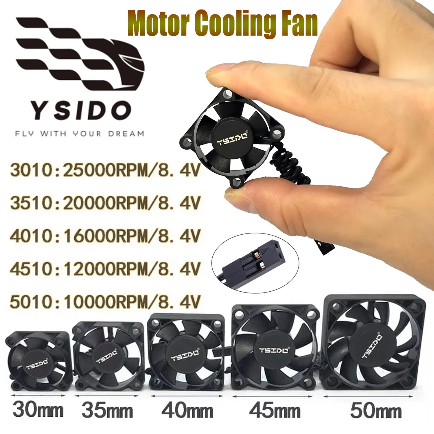 Ventilador de Refrigeración de Motor YSIDO de 30mm 35mm 40mm 50mm para Coche RC 1/8 1/10 1/12, Motores Brushless 540 550 3650 3660 3665 4068 4274, Piezas DIY