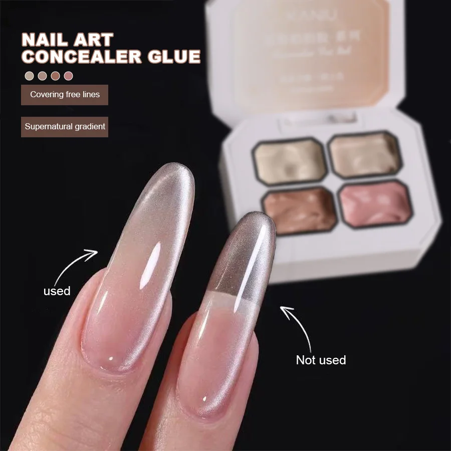 4 Color Nude Concealer Pat Nail Gel Solid Cream Gel For High Coverage Manicure Pat Gel Palette For Nail Gradient Blush Making