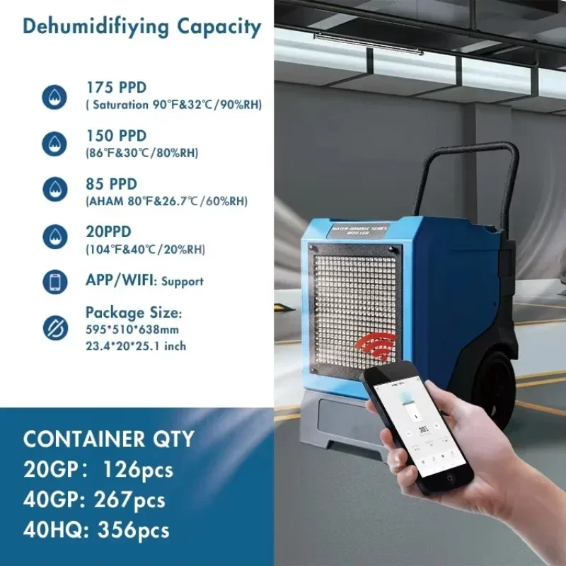

Exquisite craftsmanship Compact 115V 85 Pints LGR Basement Flood Dehumidifier For Water Damage Restoration