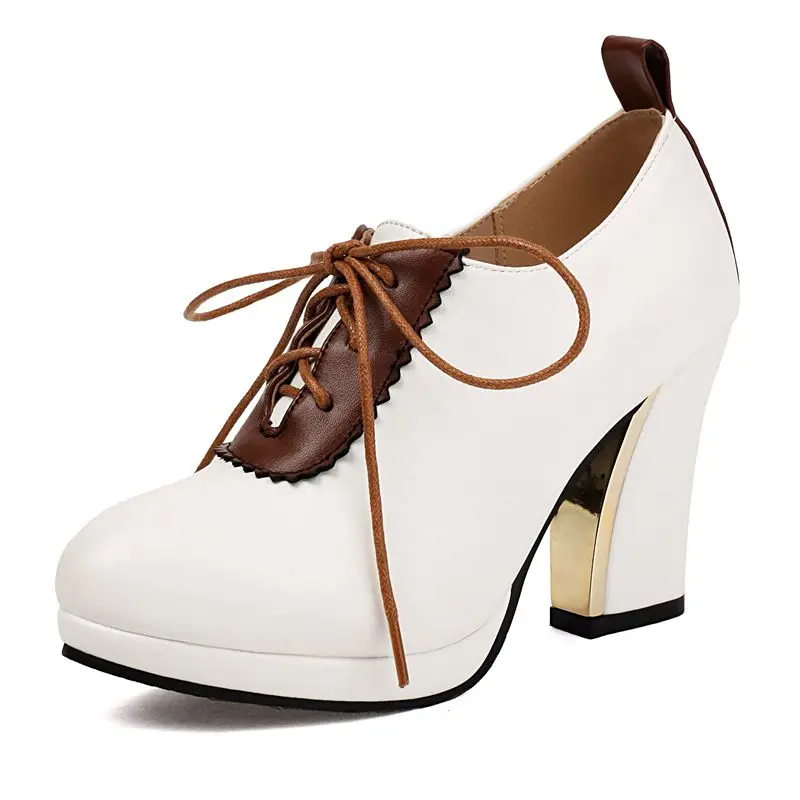 REAVE CAT stivaletti da donna con punta tonda Platform Lace Up Block Heels 9cm colore misto taglia 44 45 46 elegante donna Bota
