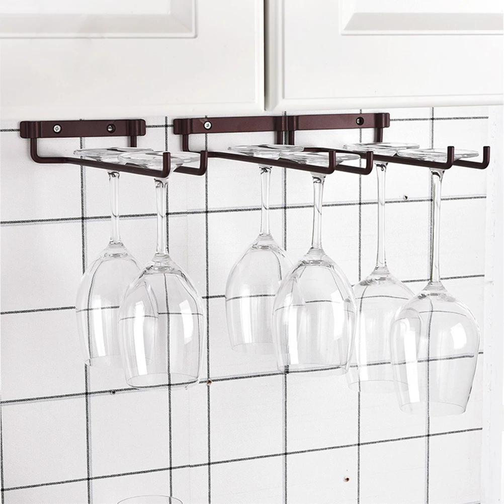 

Double Rows Wine Rack Iron Hanging Glass Holder Wine Cup Shelf Upside Down Goblet Display Shelf for Home Bar Restaurant Party