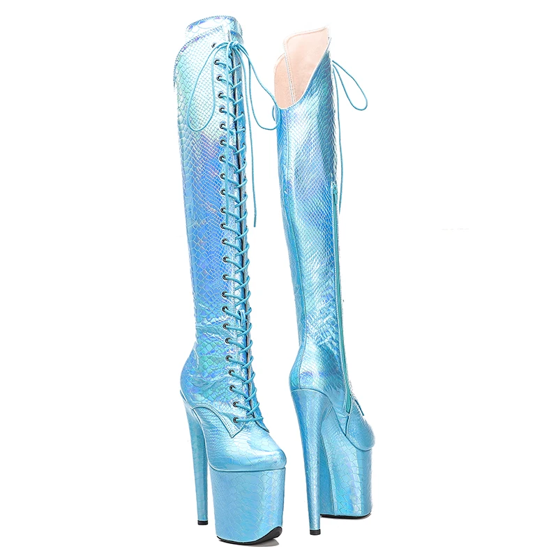 Leecabe  20CM/8inches PU  Upper exy exotic young trend fashion  boots High Heel   platform Pole Dance boot