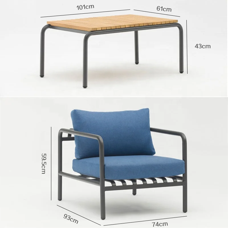 مجموعة أريكة ألومنيوم خارجية من Nordic Minimalism للفنادق والمناطق والإقامة المنزلية والحدائق للحدائق