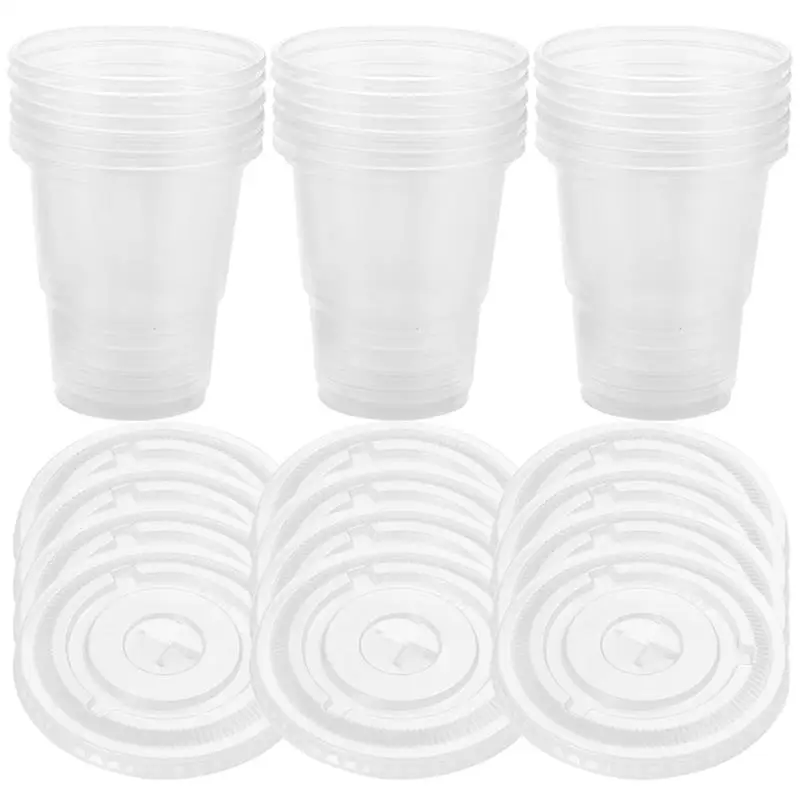 

50 Sets Disposable Coffee Cups Transparent Beverage Cups Milk Tea Wrapping Cups Drink Cup Juice Cold Drink Cup