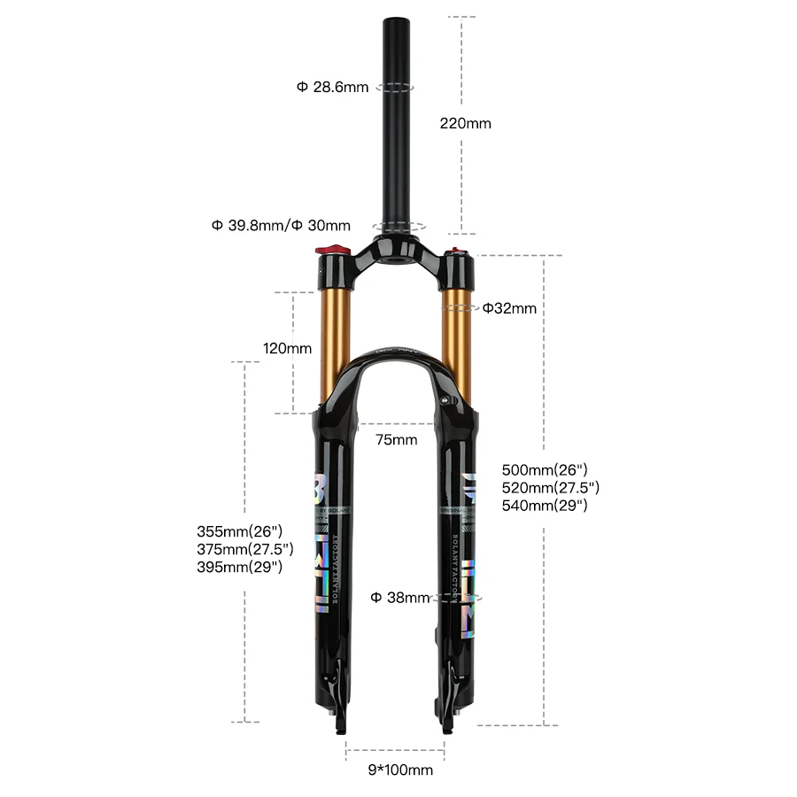 BOLANY Mountain Bike Air Supension 26/27.5/29Inch 120mm Air And Oil Remote Bicycle Fork 29 Quick Release MTB Bicycle Accessories