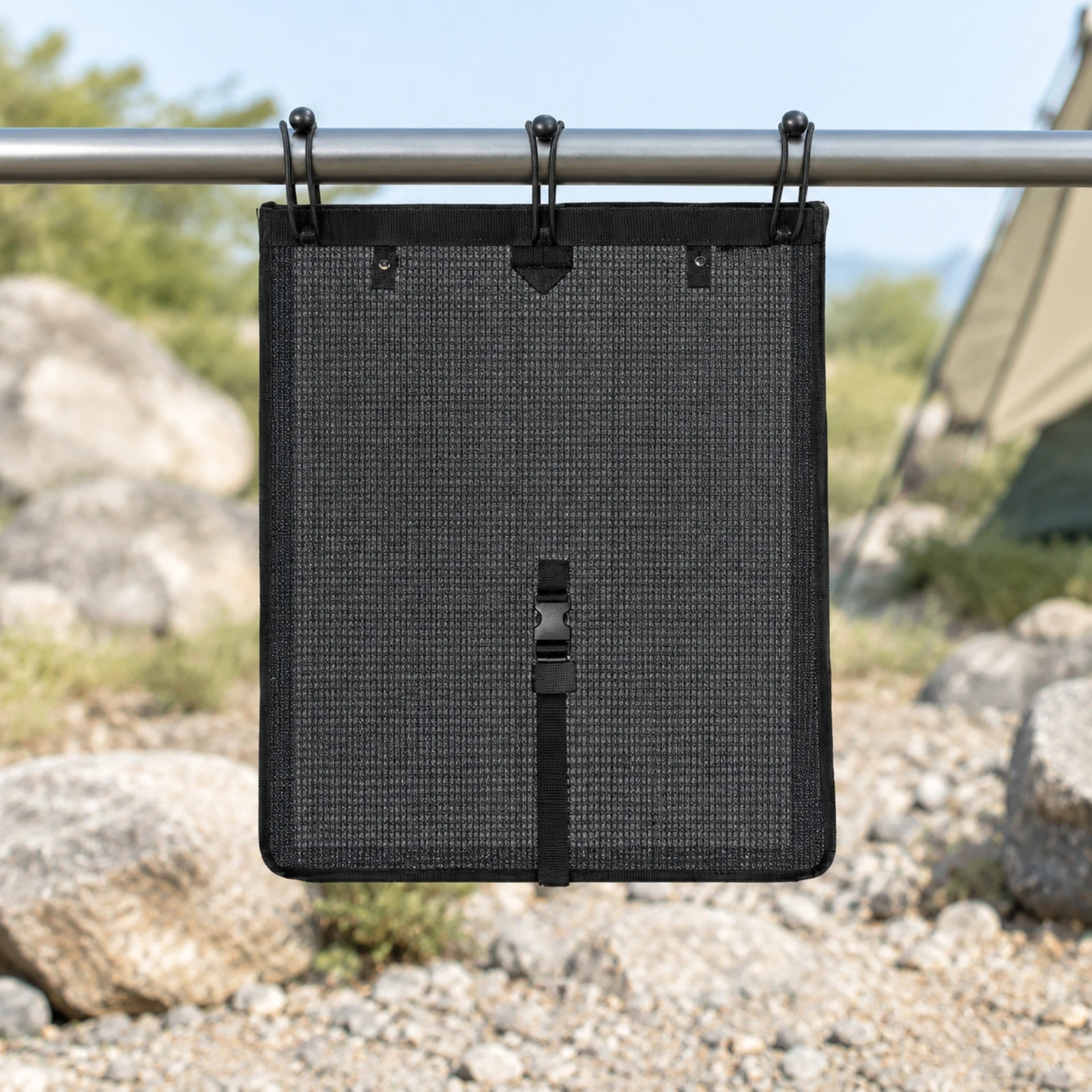 PVC Mesh Trash Bag Adjustable Vehicle-Mounted Mesh Trash Bag with Snap Closure Easy-Install Ventilated for Campers
