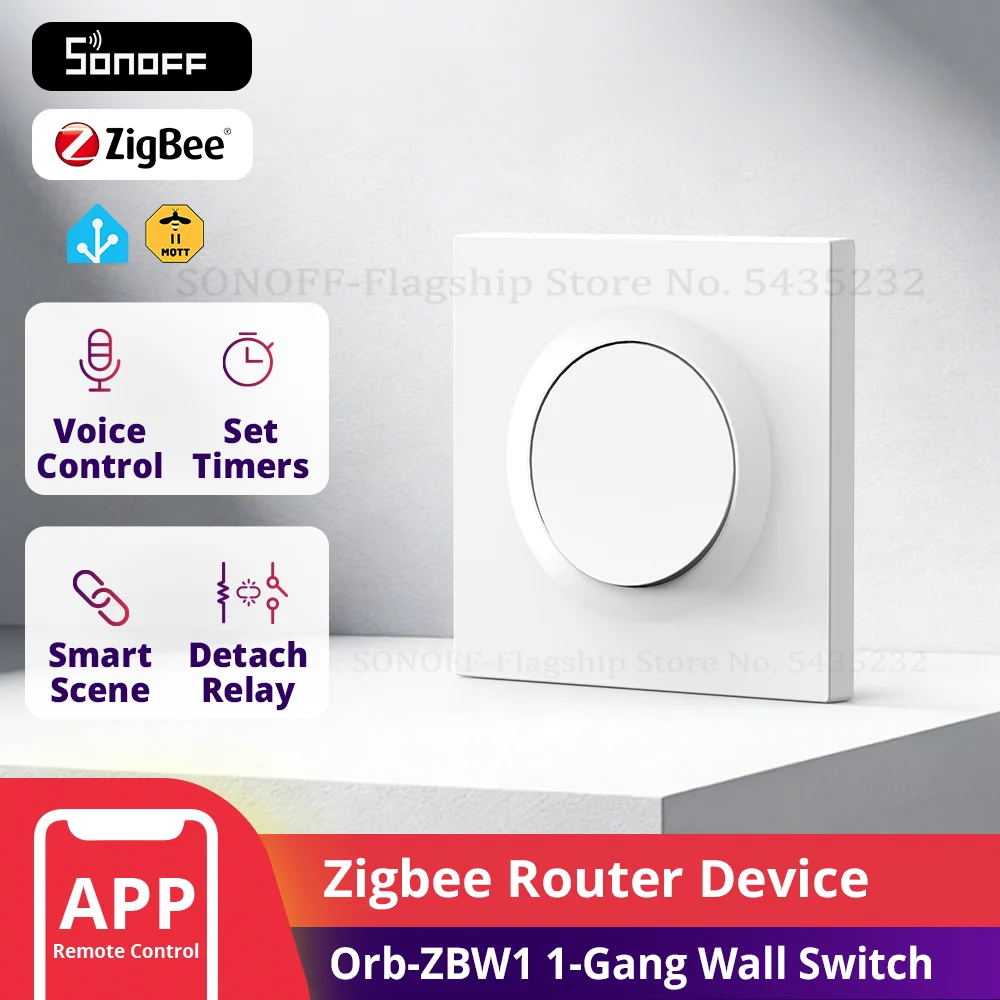Image of SONOFF ZBMINIR2-E Zigbee Smart Wandschalter Orb-ZBW1 Zigbee 3.0 Kompatibilität Kompaktes Einbau-Design Erweitertes Zigbee Mesh-Netzwerk