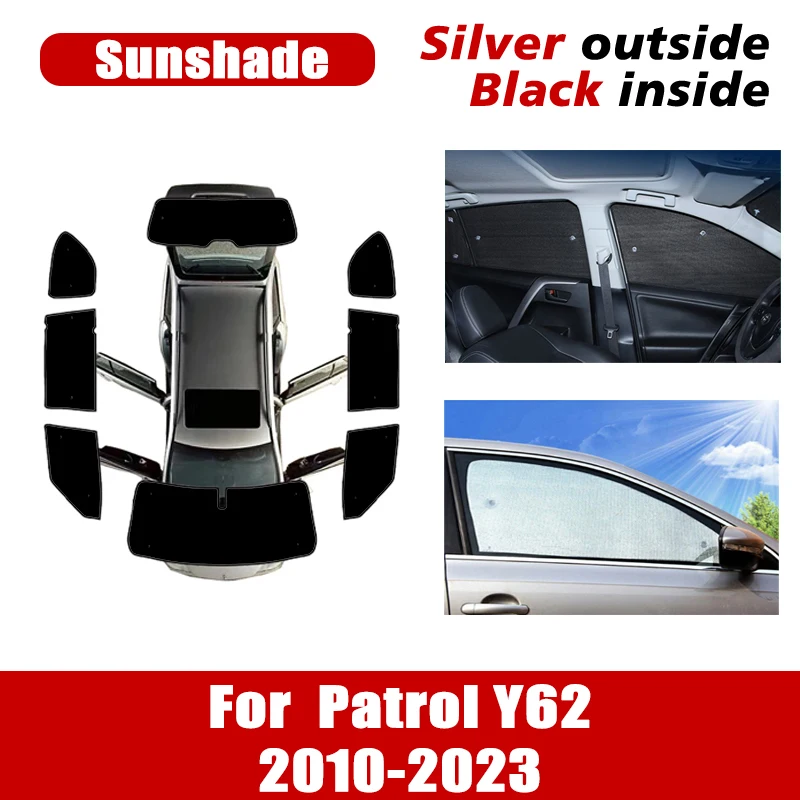 

For Nissan Patrol Y62 Accessories Armada Infiniti QX56 QX80 2010~2023 Car Sun Visors Covers Sunscreen Window Sunshade Sun Blinds