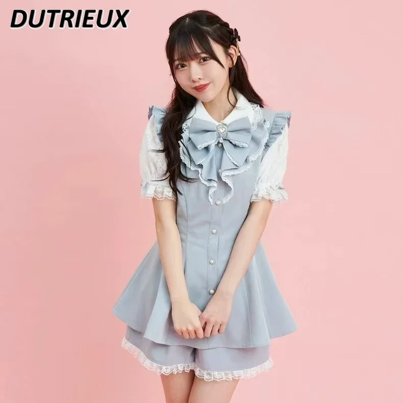 

SC Rojita Kawaii Suit 2024 New Sweet Back Waist Drawstring Strap High Slimming Shirt and Base Shorts Two-Piece Set Outfits