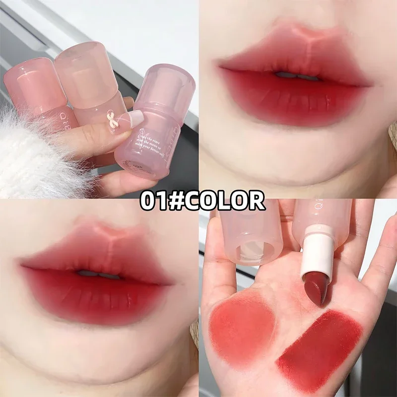 QIBEST ลิปสติกกันน้ํา Red Nude Lip Stain Moisturizing Natural ลิปสติกเม็ดสีสูง Lip Tint แต่งหน้ายาวนานของขวัญ