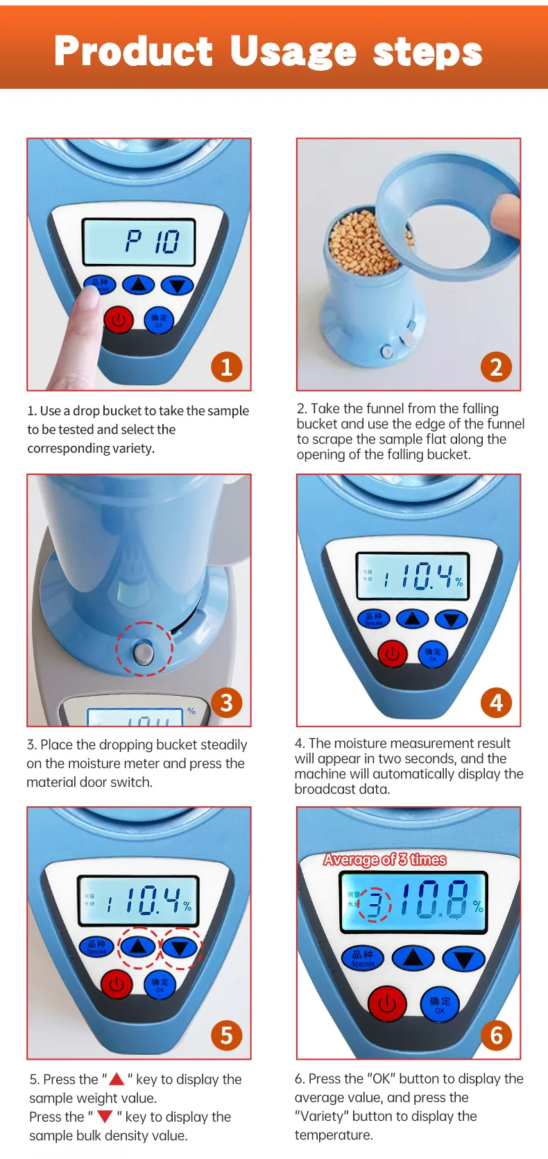 Upgraded Version 35 Types of Grain  Grain Moisture Measuring Instruments Rice Coffee Bean Moisture Measuring Instruments