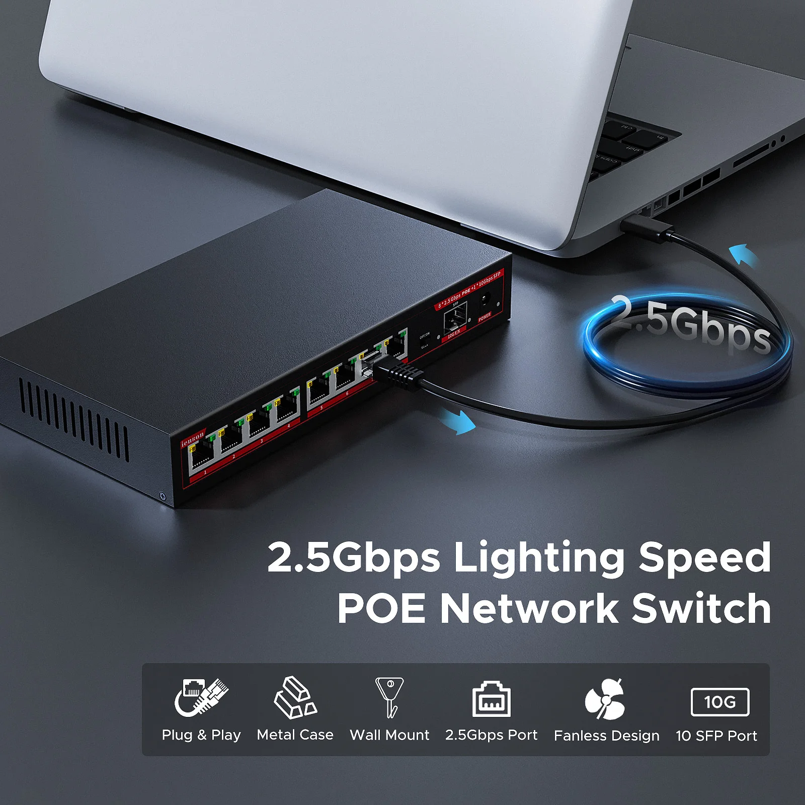 2.5 gbps Switch 4 Port 2.5G Gigabit Switch 10G SFP Ethernet Network Switch for IP Camera/Wireless AP /CCTV Camera System